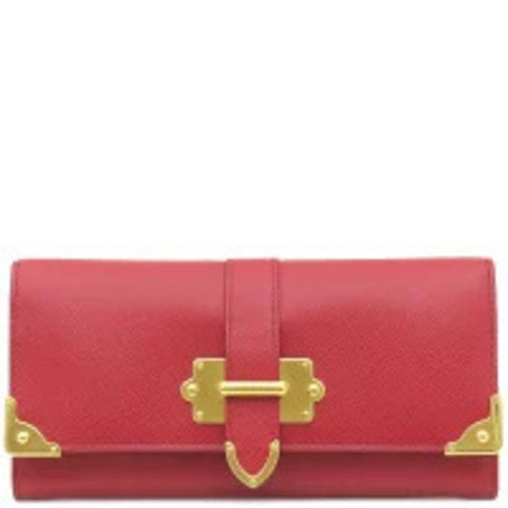 Prada Cahier Wallet Saffiano Leather FUOCO Red
